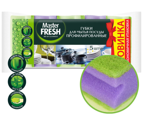 Губки Master FRESH для посуды 5шт. профилированные