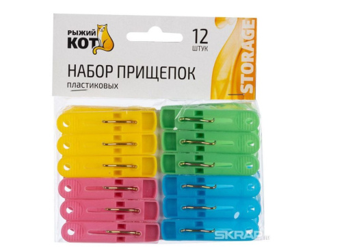 Прищепки для белья Рыжий кот 12 шт пл.
