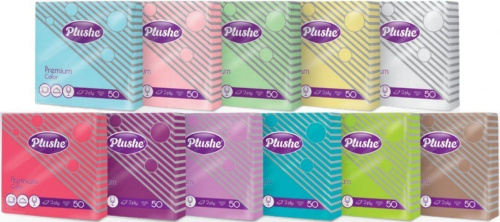 Салфетки бумажные Plushe Premium Color, 2 слоя, 50 лис, белая/шампань, рамочное 16 в кор 16782